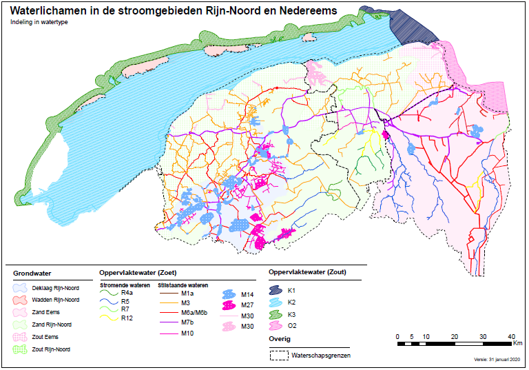 Waterlichamen in de stroomgebieden Rijn-Noord en Nedereems