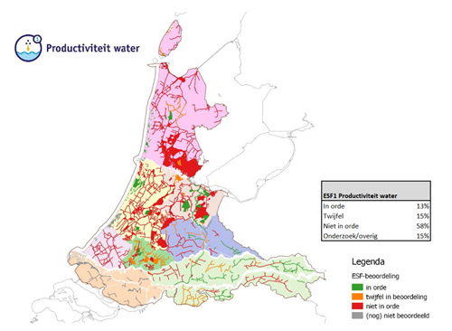 Kaart Rijn-West oordeel ESF 1 Productiviteit water