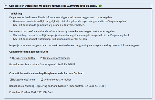 Voorbeeld alle activiteiten bij een werkzaamheid toestemmingsvrij