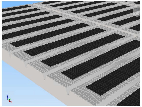 Schematische weergave van vloerelementen met rubberen vloergedeelten.
