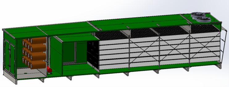 Schematische weergave van variant B2 van de warmtewisselaar.