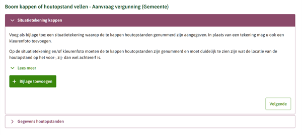 Voorbeeld vragengroep bijlagen boom kappen