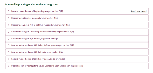 Voorbeeld vragengroep boom of beplanting weghalen