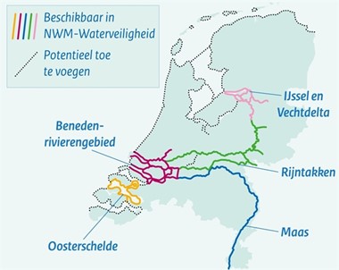 Overzicht van watersystemen die onderdeel zijn van NWM-Waterveiligheid