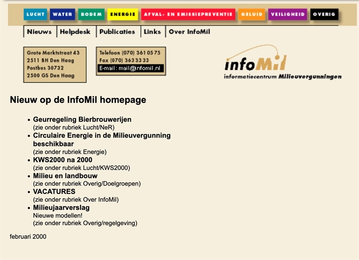 Screenshot InfoMil in 2000