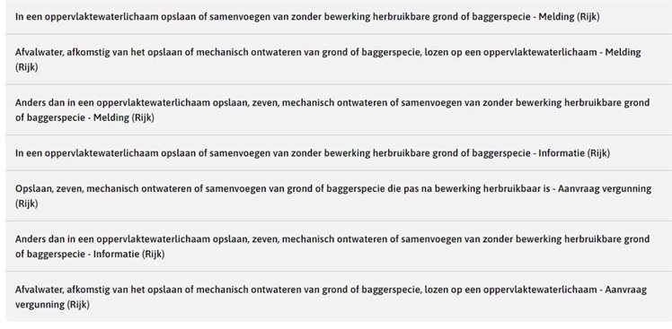 Activiteiten Omgevingsloket opslaan van grond of baggerspecie