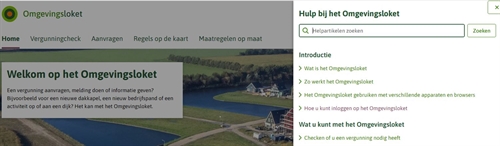 Zoekbalk help-paneel