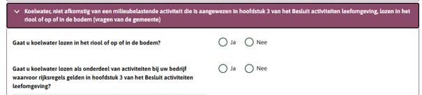Voorbeeld uit het Omgevingsloket van een te lange naam van een vragengroep